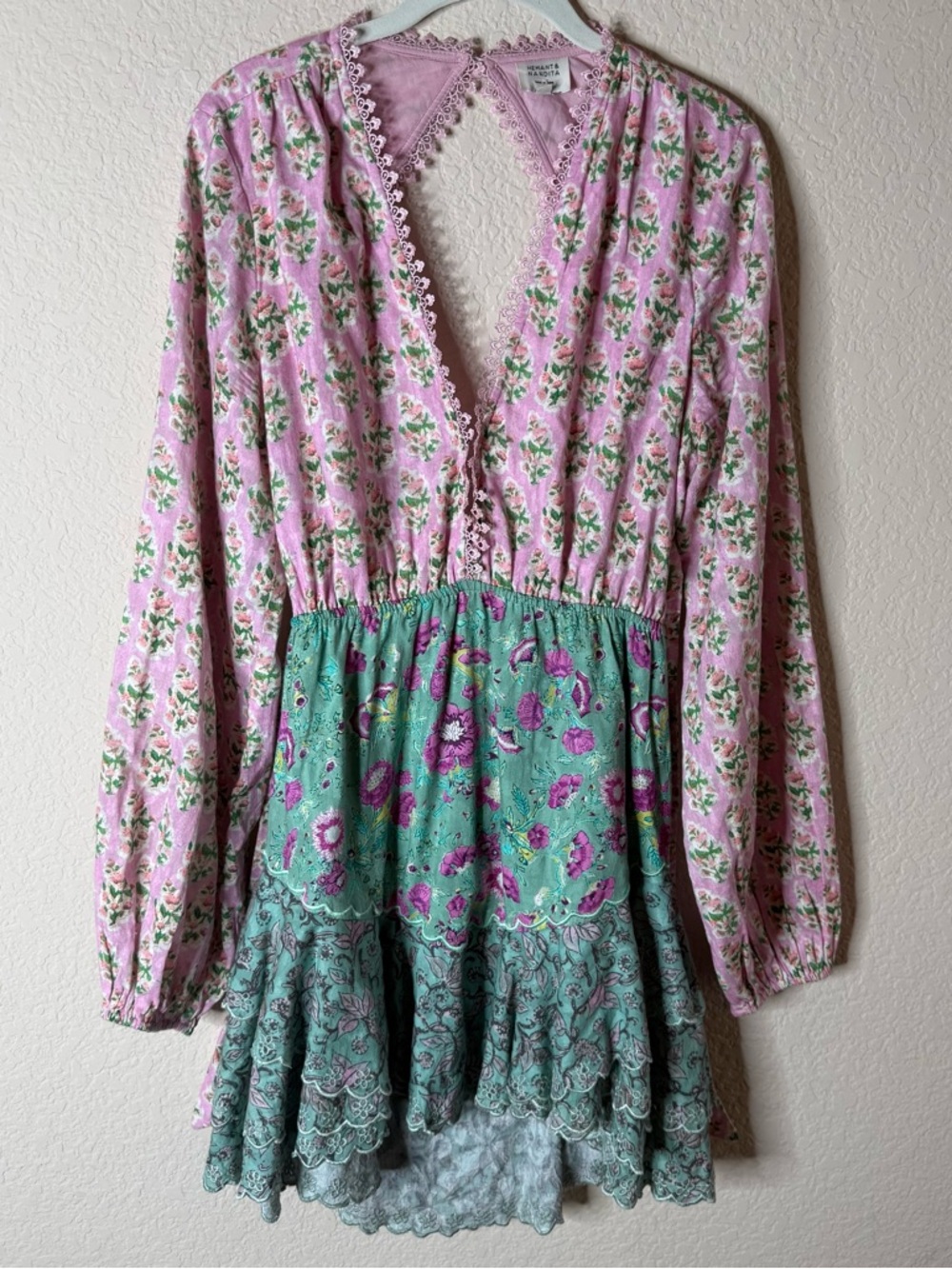 HEMANT AND NANDITA Hera Mini Dress Open Back Orchid Pink Size XL - Picture 4 of 6